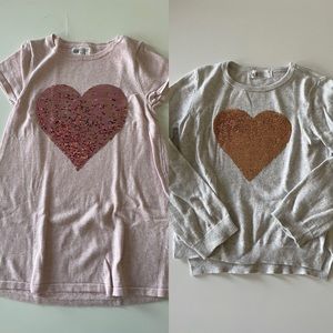 H&M kids (girls) reverse sequins sweater dress and sweater